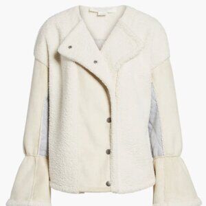 Treasure & Bond x Something Navy Faux Shearling Bell Sleeve Jacket NWT Small
